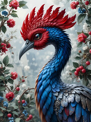 Naklejka na meble perroquet rouge et bleu et perruche