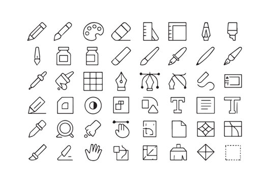 Art and Drawing Tools Icon Set