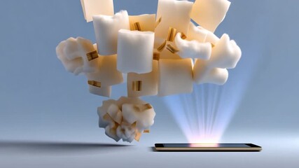 Aufkleber - Exploring Modern Innovation Creative Journey Through Digital Technology with Abstract Tablet Designs, Soft Geometric Shapes, and Whimsical Elements
