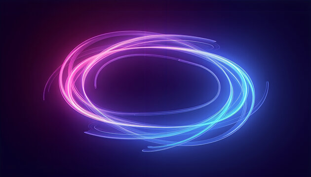 Neon Light Ribbons Abstract Art 
