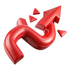 Poster - Red arrow bending upward with triangles on background displaying growth and positive trend with glossy and smooth finish illustrating business success