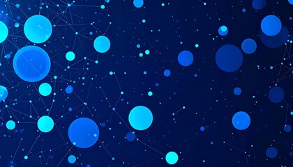 Poster - Intricate networked connectivity background with luminous spheres on dark blue backdrop