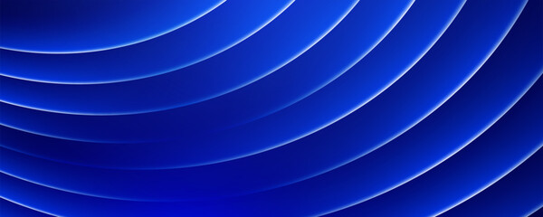 Poster - Abstract blue background with glowing curved lines and shadows