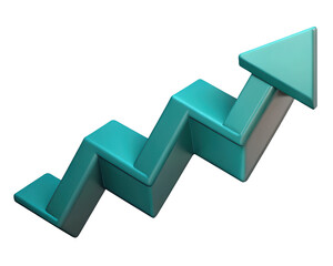 Poster - Teal upward zigzag arrow on background illustrating growth success progress and positive trends for business and finance related concepts