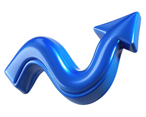 Poster - Wavy blue arrow pointing upwards on background representing business growth and success concept showing ascending trends