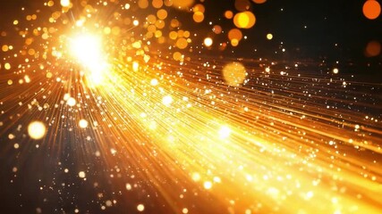 Poster - Radiant Light Burst with Bright Golden Particles and Glowing Star Effects in a Dark Background