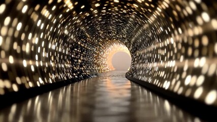 Poster - Captivating Exploration of Mesmerizing Tunnel Shimmering Lights and Enchanting Reflections Illuminate Depths, Creating Unique Atmosphere of Wonder.