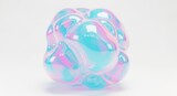 Abstract Iridescent Blob Blue, Pink, Pearl, Swirling, Liquid, Translucent, Metallic
