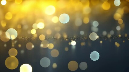 Poster - Elegant Abstract Background with Shimmering Golden and Blue Bokeh Lights, Creating Festive Atmosphere for Celebration and Joy.