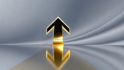 Poster - Shiny Gold Arrow Reflecting Growth and Progress on Smooth Silver Surface Design of Optimism and Upward Movement