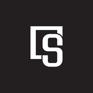 letter s square frame simple geometric logo vector