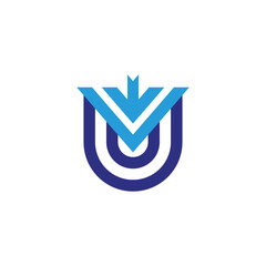 Aufkleber - letter vu stripes arrow motion geometric logo vector