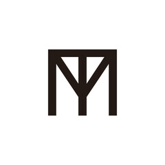 Aufkleber - letter mt simple modern geometric lines emblem logo vector