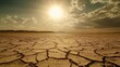 © Eko - A cracked, dry earth landscape under a bright sun, symbolizing drought and global warming.