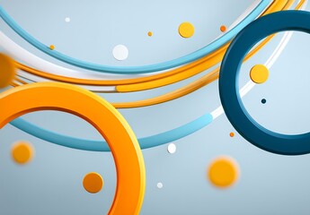 Poster - Abstract Colorful Swirling Circles Design with Light Blue Background