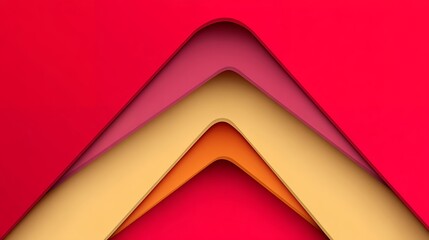 Poster - Abstract Geometric Triangle Layers in Red Pink Orange and Yellow