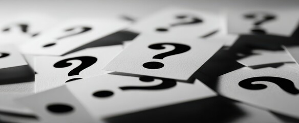 Poster - The question marks scattered across the surface symbolize uncertainty and inquiry.
