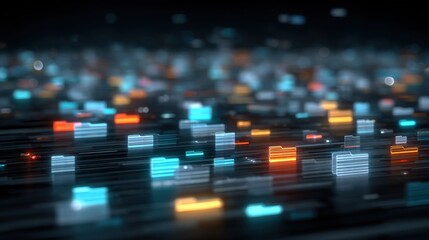 Poster - Abstract network grid with files and folders, futuristic software interface, digital document management system, store, search and organize documents, corporate business, paperless office