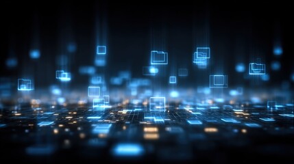Poster - Abstract network grid with files and folders, futuristic software interface, digital document management system, store, search and organize documents, corporate business, paperless office