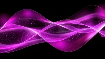 Poster - Abstract Wavy Light Trails in Vibrant Purple and Pink on Black Background for Creative and Artistic Applications