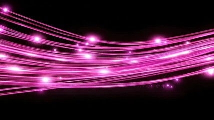 Poster - Glowing Pink Light Trails with Sparkles on Dark Background for Abstract Design Concepts