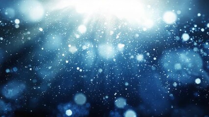 Poster - Ethereal Blue Background with Sparkling Light Rays and Glowing Bokeh Effect for Abstract Design Use