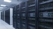 © Andrey Myagkov - A row of modern server racks with glowing lights in a data center, symbolizing cloud computing and network infrastructure.