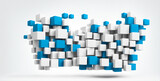 abstract blue and white cubes design