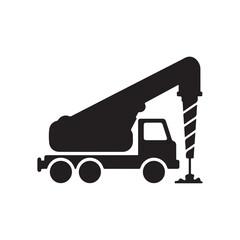 Poster - Truck Drilling. Flat Vector Icon. Simple black symbol on white background