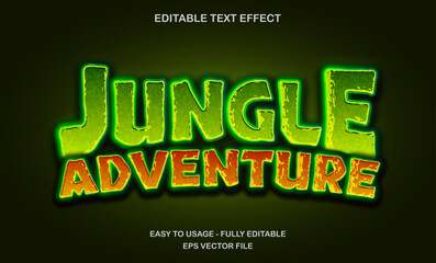 Poster - Neon jungle adventure text effect - Kids game bold font style
