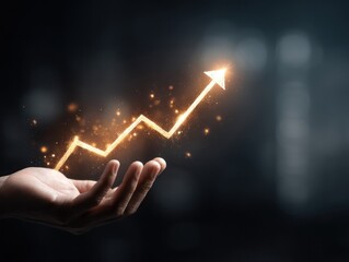 Poster - Hand holding a rising graph showing growth