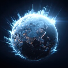 Poster - Global digital network visualized on earth