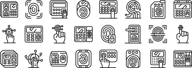 Poster - fingerprint scanner icons set. Set of icons illustrating biometric security and access control technology