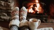 © Agung - Cozy feet by fireplace with hot beverage