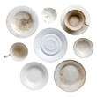 © Sadia - Dirty Dishes Tea Cups Plates Bowls on Black Background