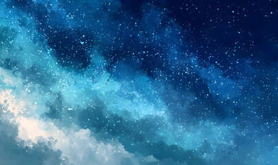 Poster - Watercolor background, blue gradient from dark to light softly, with small textures scattered throughout, giving the image a 3D look, suitable for use as a background for graphic design, websites.