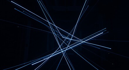 Aufkleber - Abstract representation with intersecting neon lines and dynamic energy on black background