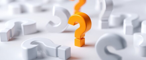 Poster - The Orange Question Mark Standing Out Among White Background Symbols