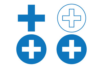 Poster - Plus Icons set. Add plus icon. Addition sign. Medical Plus icon