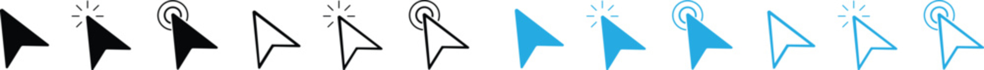 Fototapete - Computer Cursors Mouse Click Pointer Icon Set and Computer Computer Mouse, Arrow Symbol, Icon Symbol, Computer Graphic, E-commerce Cursor icon click Outline and Solid Styles Easily editable Eps 10