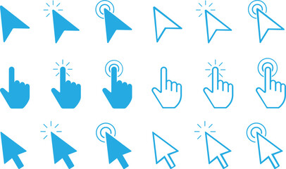 Fototapete - Computer Cursors Mouse Click Pointer Icon Set and Computer Computer Mouse, Arrow Symbol, Icon Symbol, Computer Graphic, E-commerce Cursor icon click Outline and Solid Styles Easily editable Eps 10