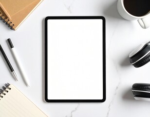 Top View of Digital Learning Setup with Tablet