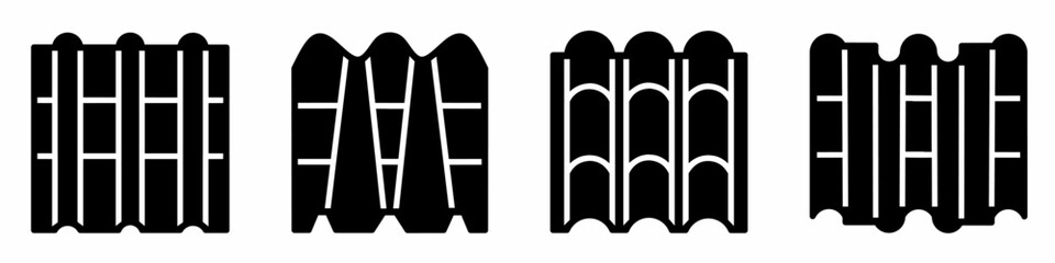 Poster - Black illustration graphic design roof icon set.
