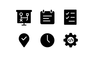 minimalist business icons: planning, scheduling, and development symbols