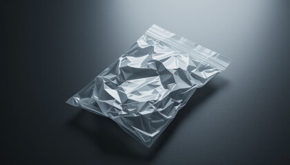 Poster - Transparent Plastic Zip Lock Bag with Contents on Dark Surface.