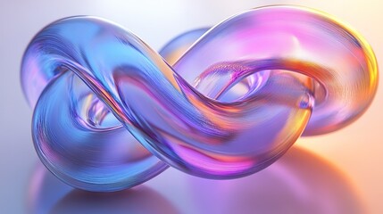 Abstract Iridescent Swirling Fluid - 3D Rendered Art for Digital Design 