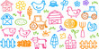© Fatema - A collection of farm life theme hand-drawn colorful doodles. Vector whimsical elements for print.