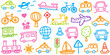 © Fatema - A collection of transportation theme hand-drawn colorful doodles. Vector whimsical elements for print.