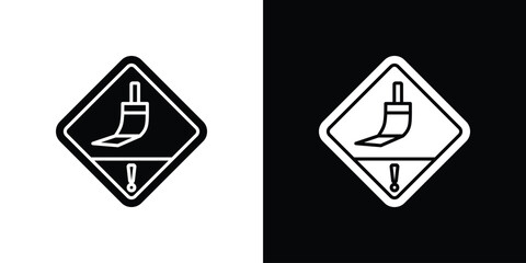 Poster - Wet paint signs. black and white line icons pack.