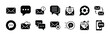 © Vilogsign - Chat message icon vector set. Contains speech bubble, conversation, dialogue text, email contact, reply, read, setting, delete, sent, write, sms button. Illustration